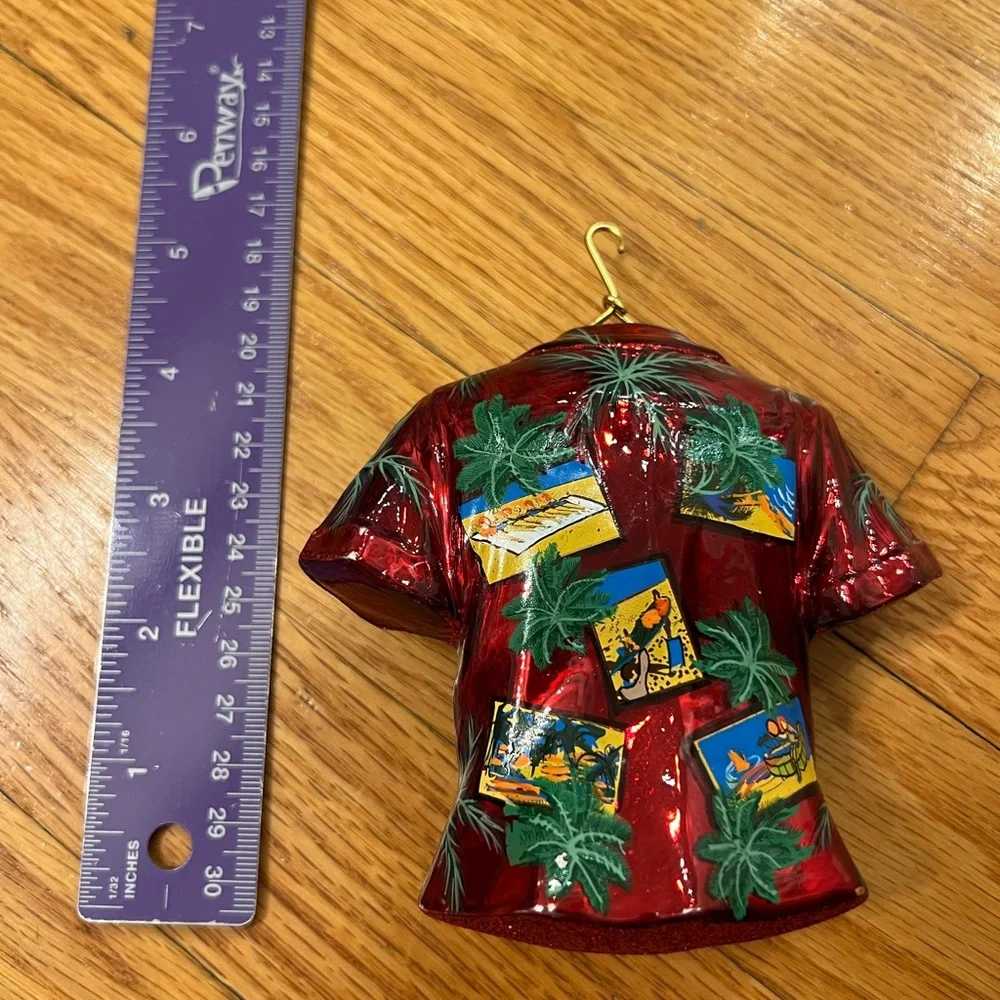 Rare Red Hawaiian Shirt glass Ornament